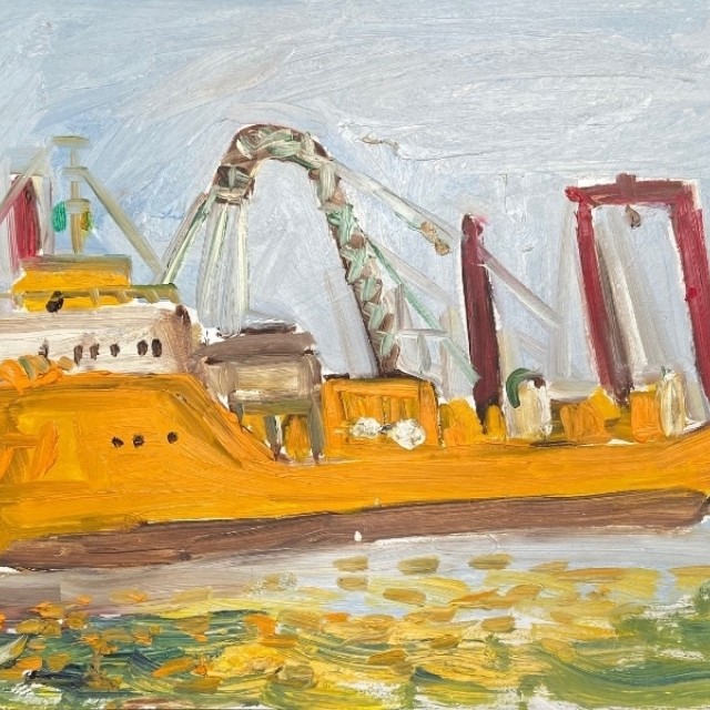 Yellow boat in Arklow Bay, 2008