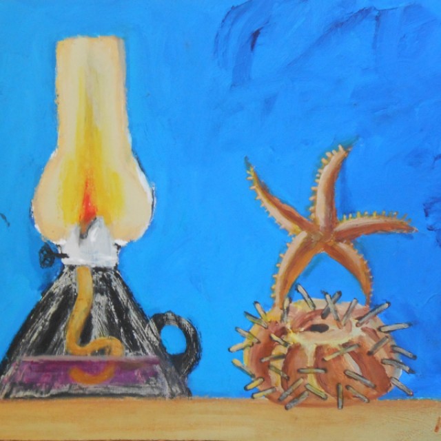 Lamp, Starfish & Sea Urchin Still Life