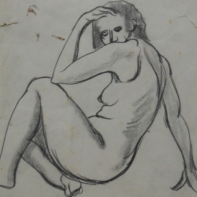 Reclining Nude (verso Two Nude Studies), 1939