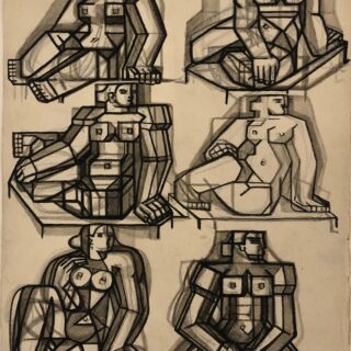 multiple studies of a sitting woman
