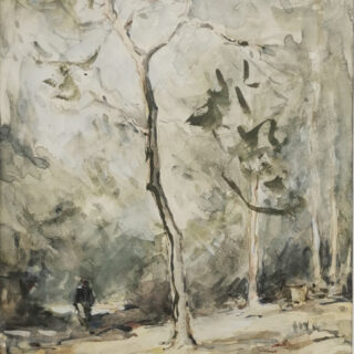 A figure in amongst trees