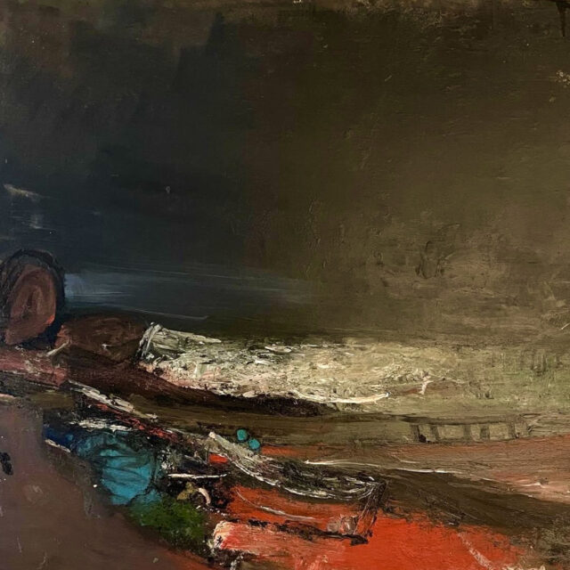 Catterline seascape with blue red in foreground