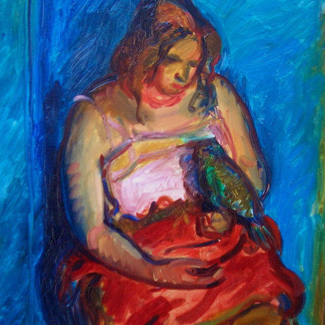 girl with a parrot