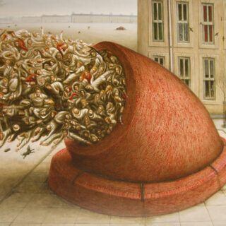 figures coming out a chimney