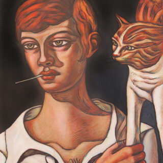 figure and cat